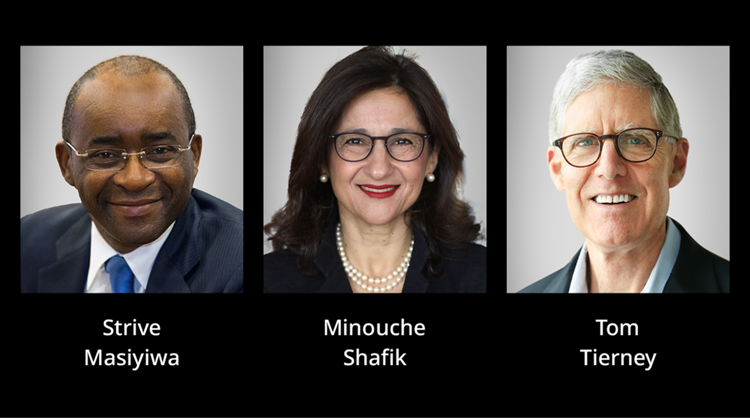 Strive Masiyiwa, Minouche Shafik, and Tom Tierney