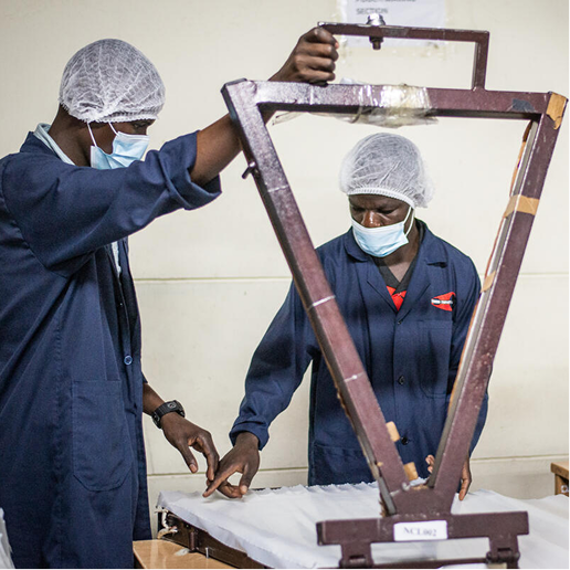 Production of the postpartum hemorrhage drape. 