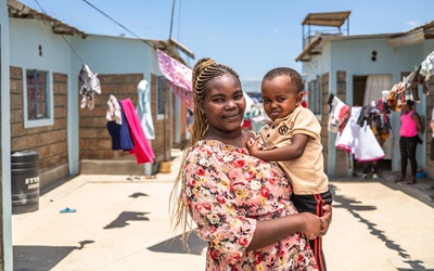 Christine Muteria with her son in Wote, Kenya. 