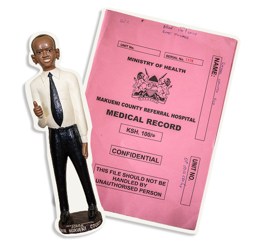 A medical record from  the Ministry of Health of Makueni County Referral Hospital. 